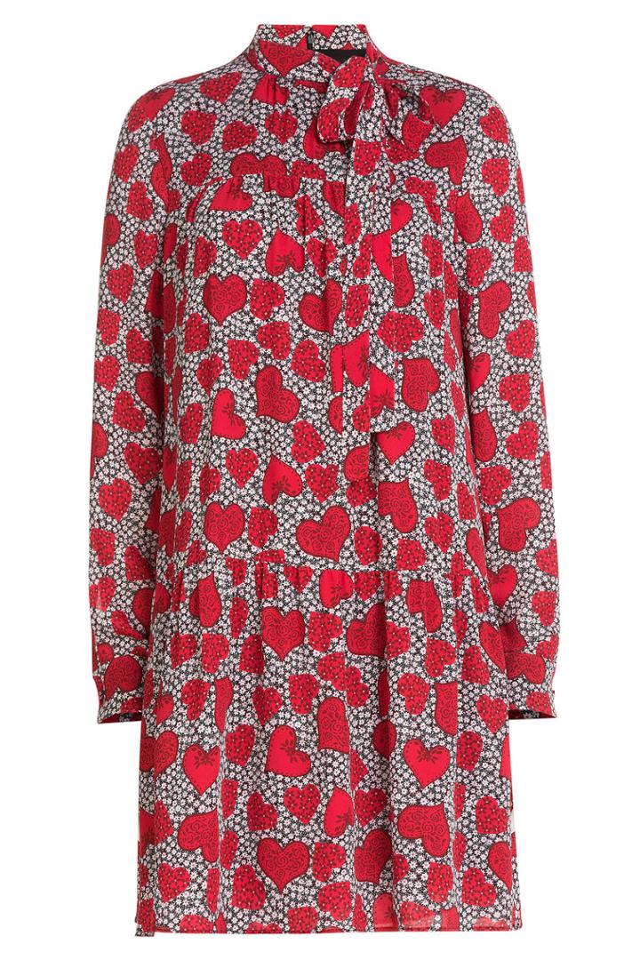 Valentino Valentino Heart Printed Silk Dress