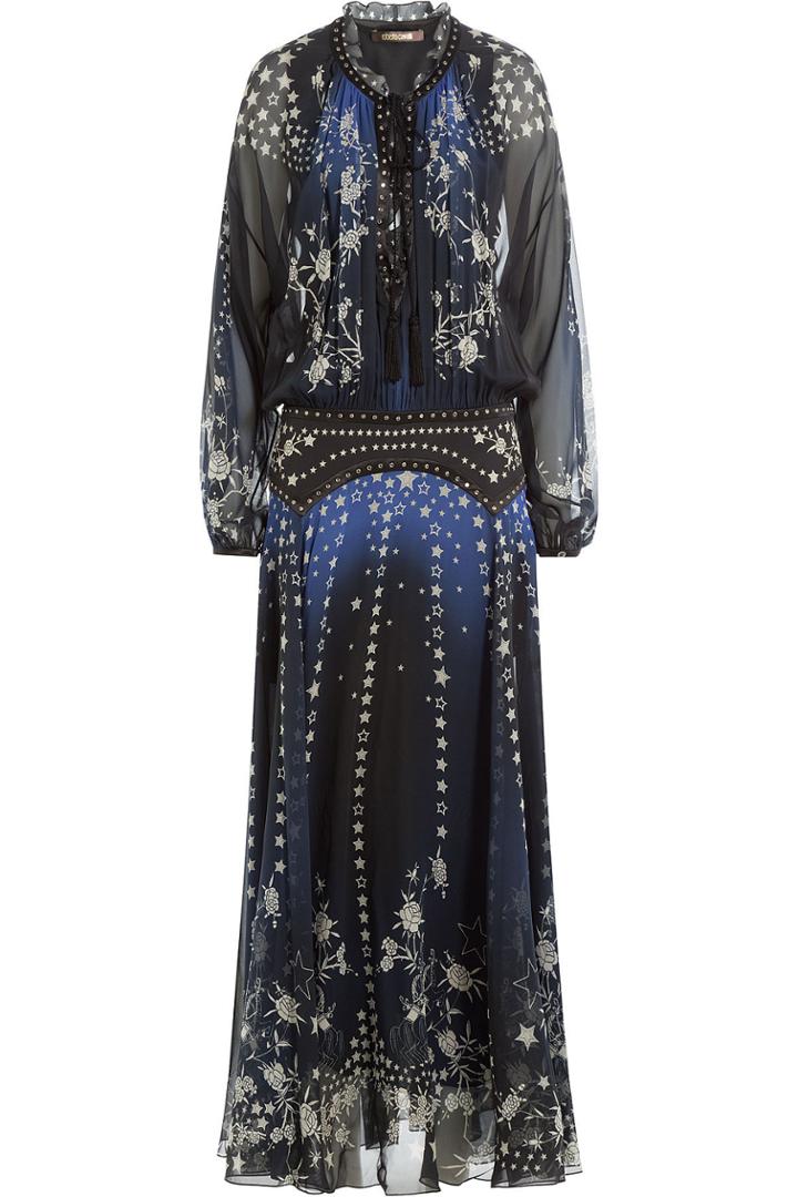 Roberto Cavalli Roberto Cavalli Floor Length Printed Silk Chiffon Dress