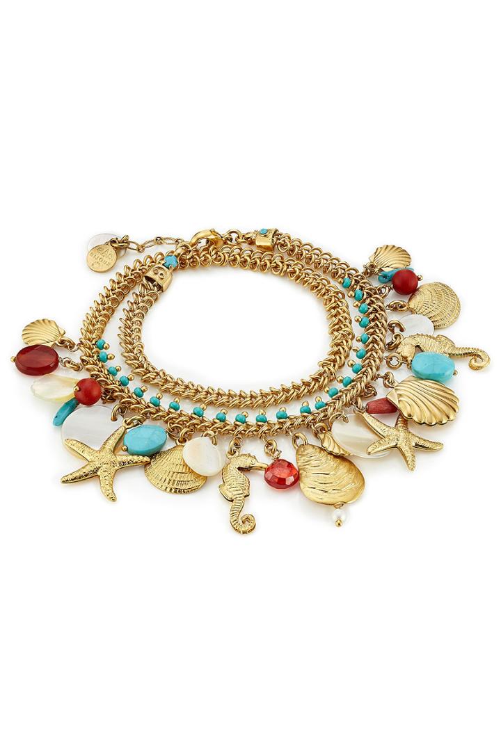 Gas Bijoux Gas Bijoux Searene 24k Gold-plated Charm Bracelet