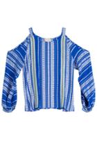 Zeus + Dione Zeus + Dione Printed Silk Off-the-shoulder Top - Blue