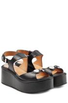 Carven Carven Embellished Leather Platform Sandals - Grey