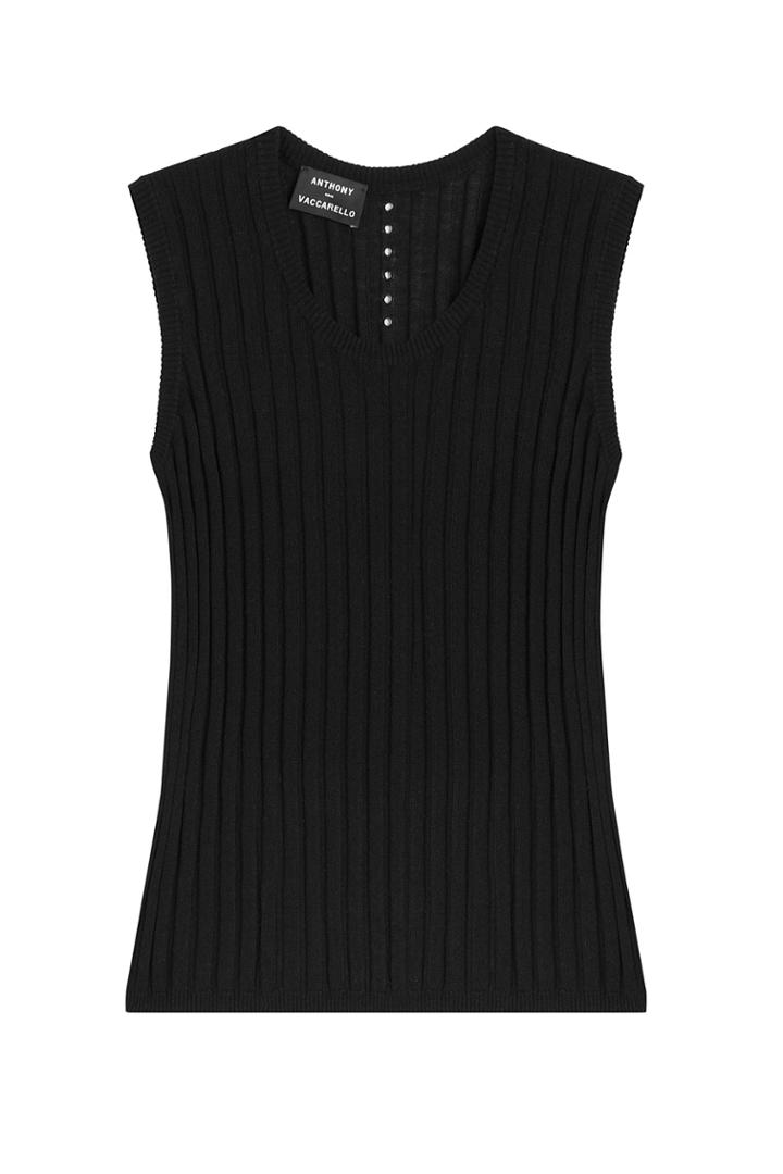 Anthony Vaccarello Anthony Vaccarello Cotton/linen/silk Ribbed Tank - Black