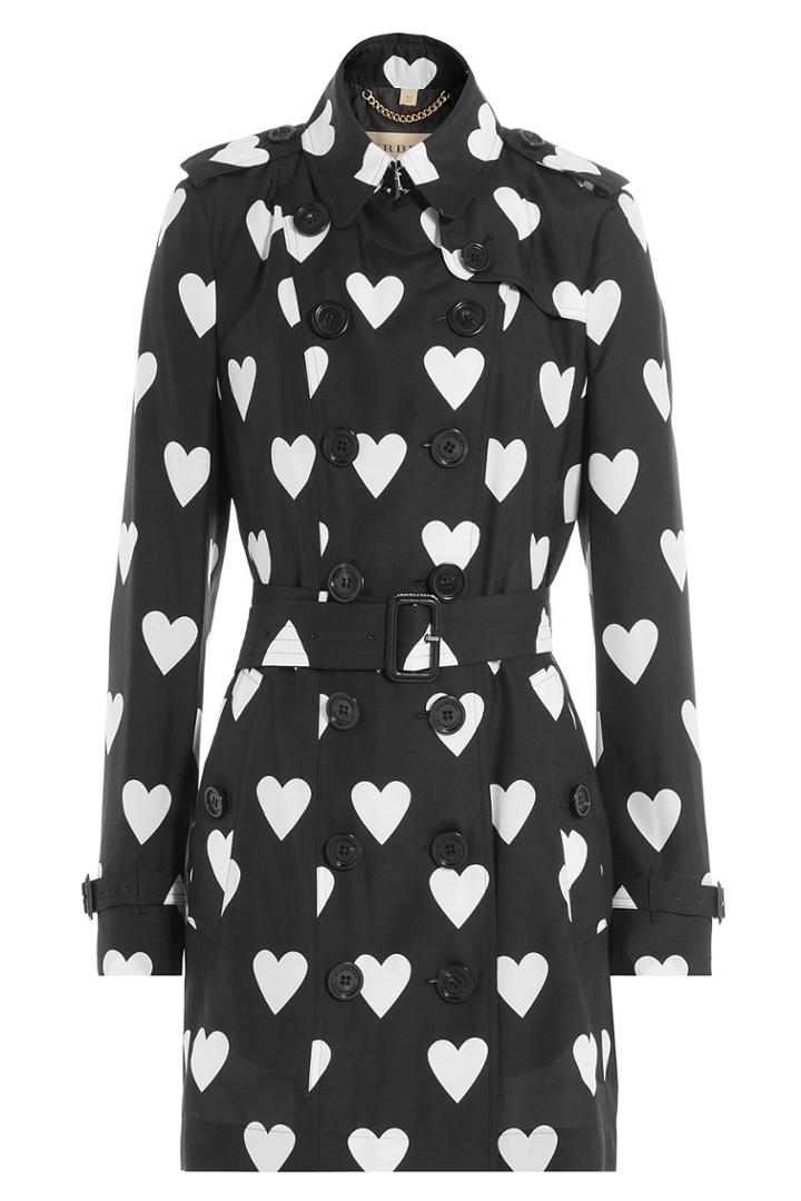 Burberry London Burberry London Heart Printed Silk Trench Coat With Wool - Stripes