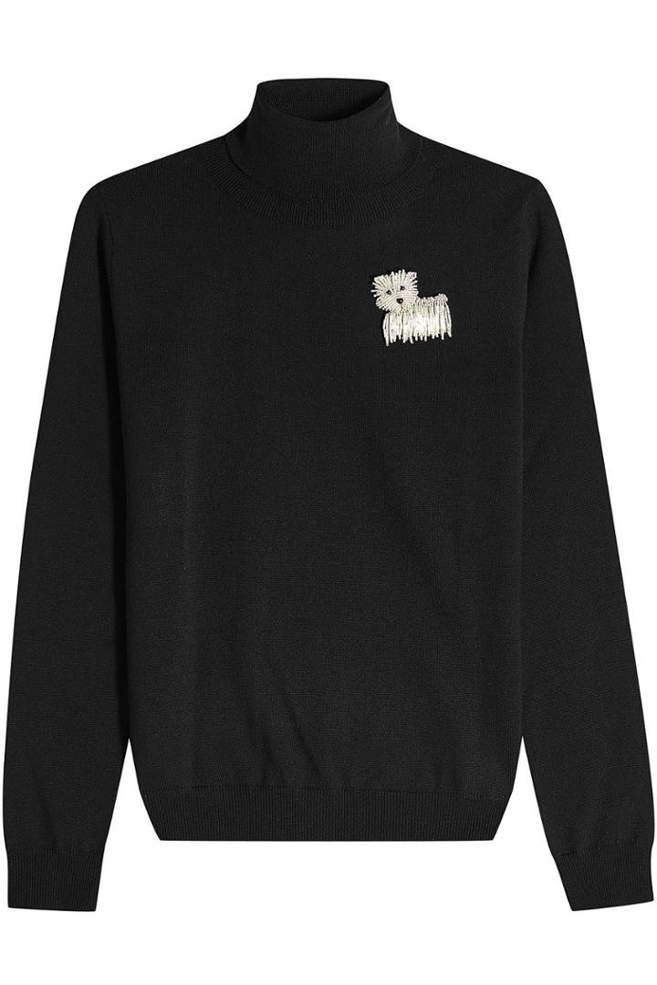 Boutique Moschino Boutique Moschino Virgin Wool Turtleneck Pullover With Embellished Motif