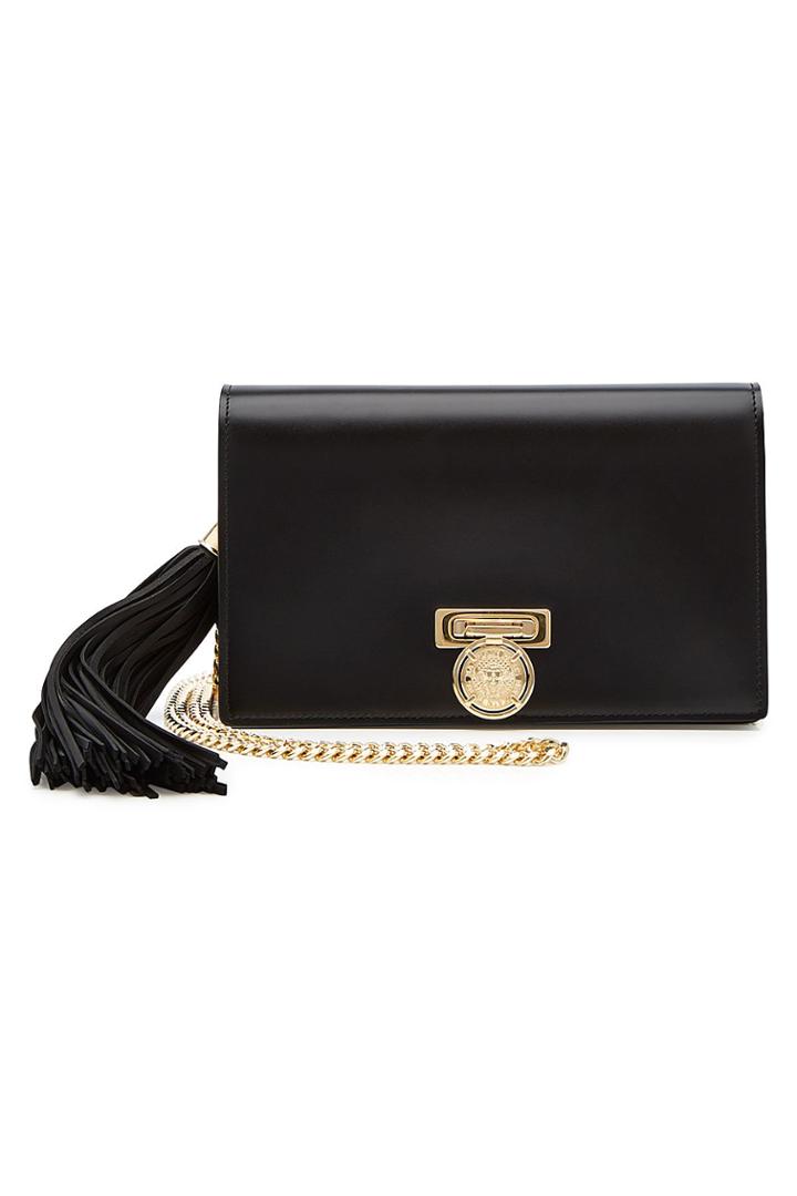 Balmain Balmain Leather Box Clutch With Chain Strap