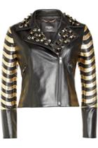 Fendi Fendi Studded Leather Jacket With Metallic Panels