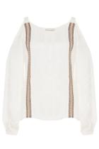 Zeus + Dione Zeus + Dione Silk Cutout Shoulder Top With Lacing - White