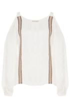 Zeus + Dione Zeus + Dione Silk Cutout Shoulder Top With Lacing - White