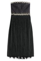 Tamara Mellon Tamara Mellon Embellished Bandeau Dress With Fringe - Black