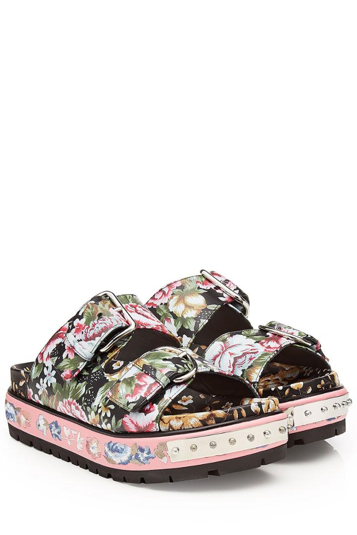 Alexander Mcqueen Alexander Mcqueen Printed And Studded Leather Sandals