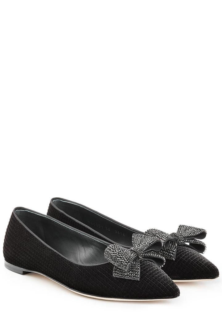 Giuseppe Zanotti Giuseppe Zanotti Lulu Velvet Ballerinas With Bows