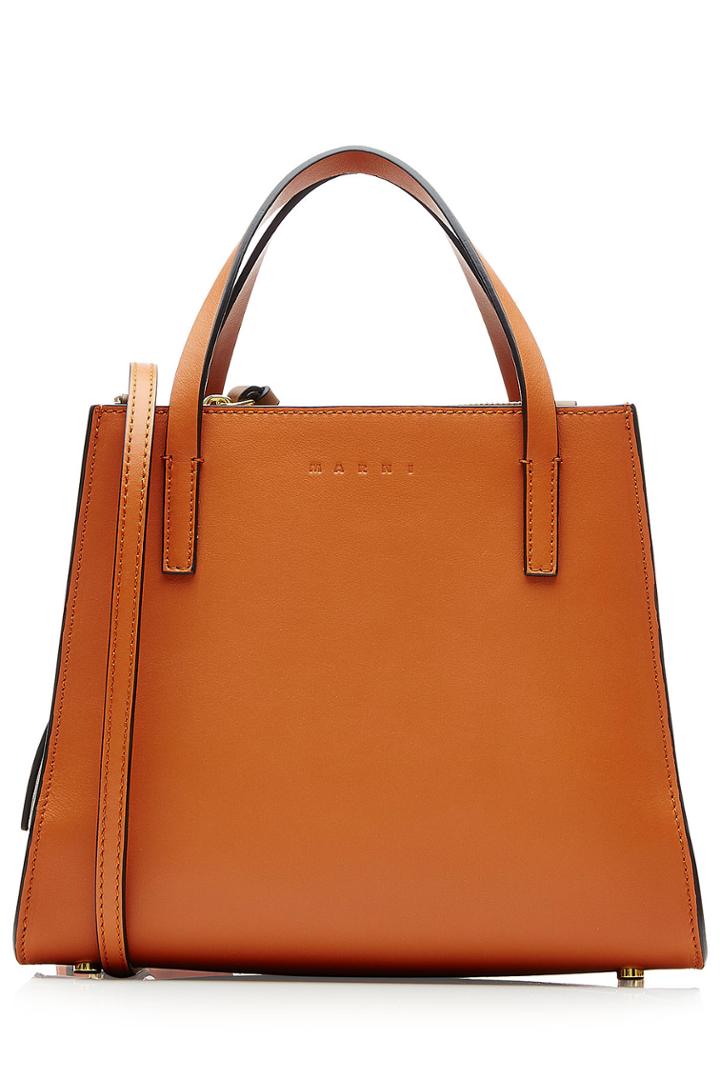 Marni Marni Two-tone Leather Tote - Brown