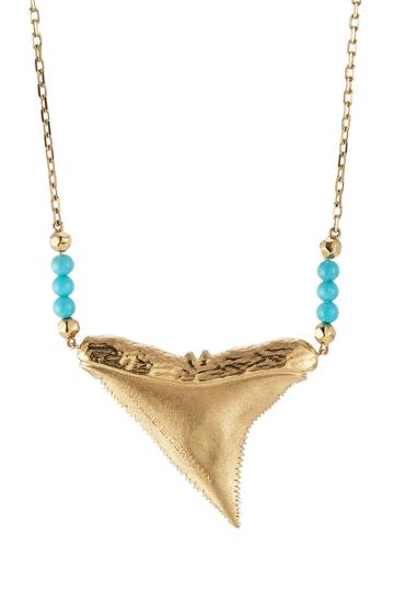 Aurélie Bidermann Fine Jewelry Aurélie Bidermann Fine Jewelry Shark 18kt Yellow Gold Necklace With Turquoise