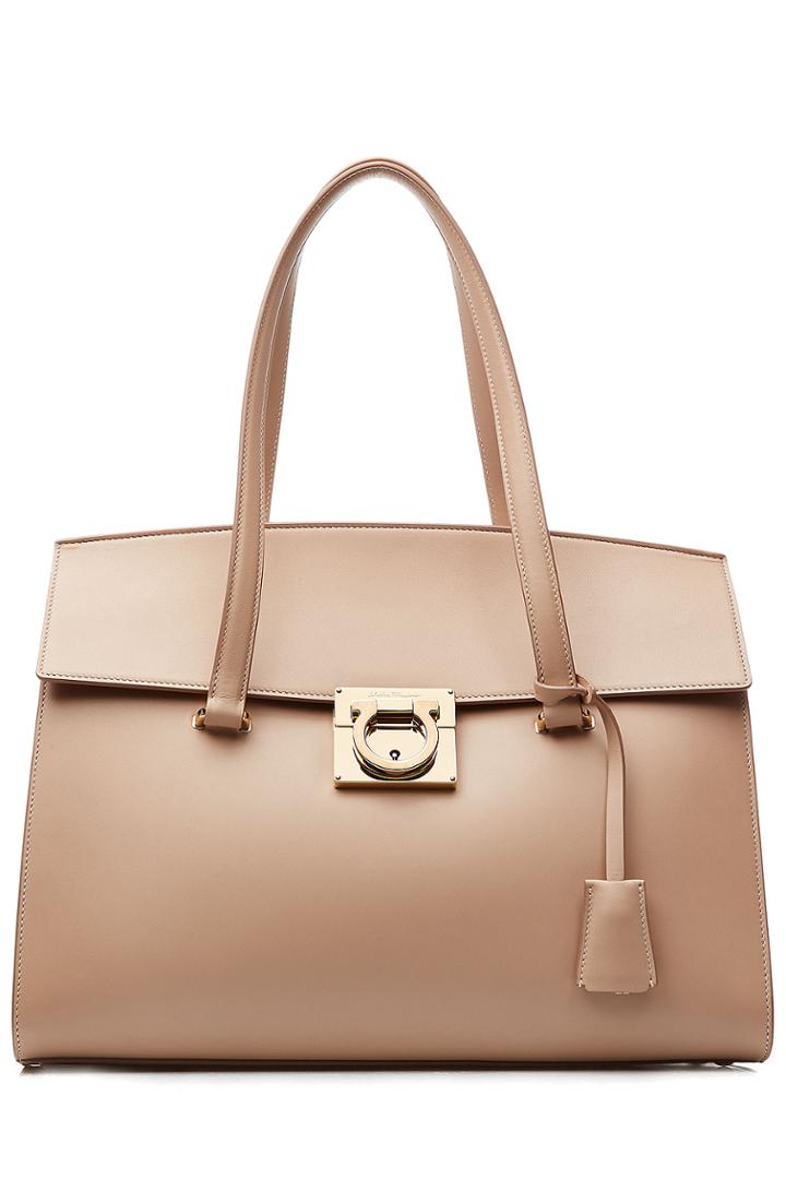 Salvatore Ferragamo Salvatore Ferragamo Leather Tote - Beige