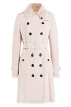 Burberry London Burberry London Suede Coat With Fur Collar - Magenta