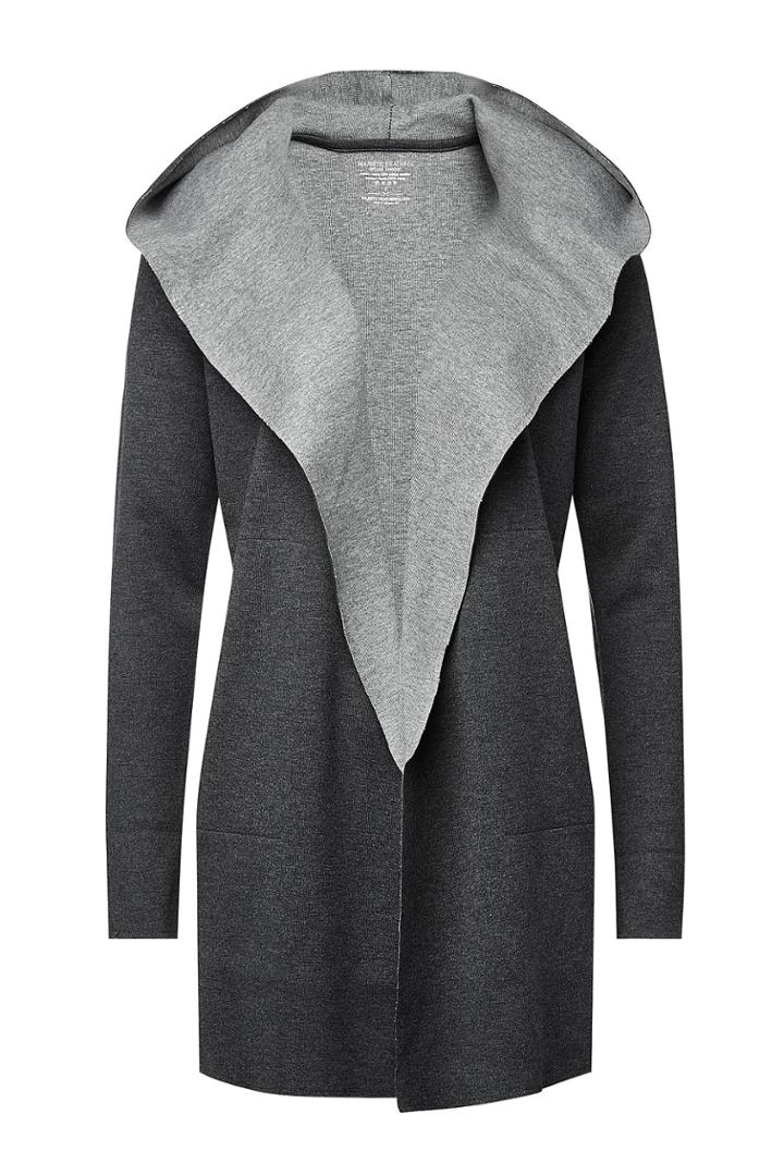 Majestic Majestic Two Tone Merino Wool Cardigan - Grey