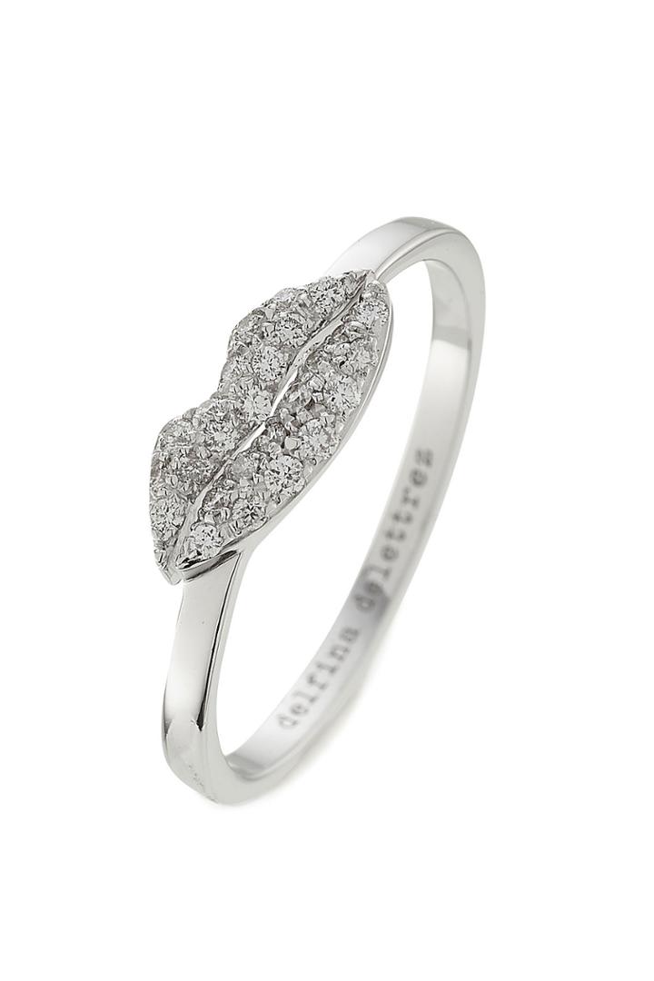 Delfina Delettrez Delfina Delettrez 18kt White Gold Kiss Me Ring With White Diamonds - Silver