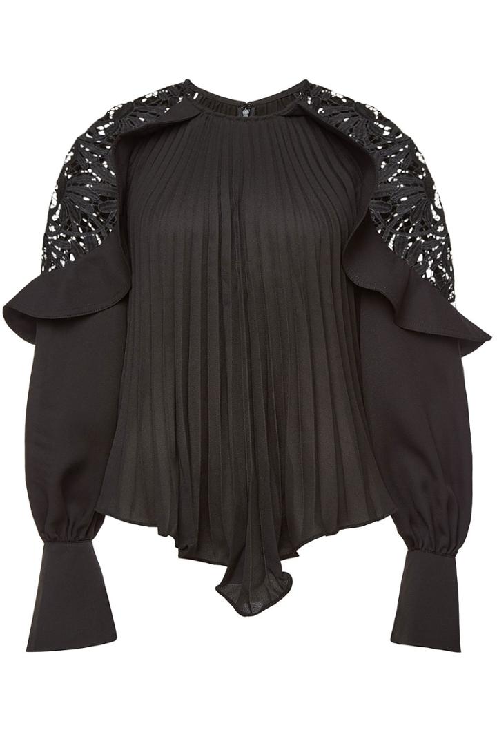 Self-portrait Self-portrait Pleated Blouse With Lace
