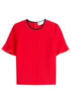 Victoria, Victoria Beckham Victoria, Victoria Beckham Wool Top With Flounce Cuffs - Red