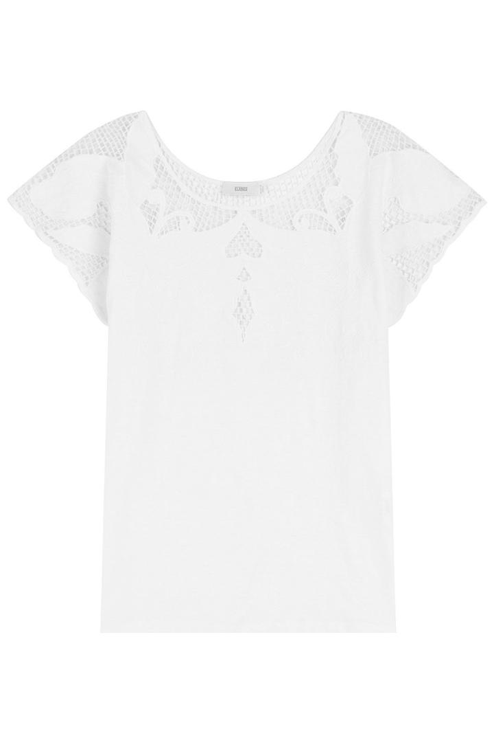 Closed Closed Cotton-linen Top With Mesh Inserts