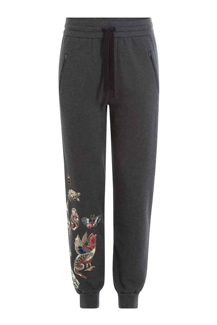 Valentino Valentino Embroidered Cotton Sweatpants - Grey