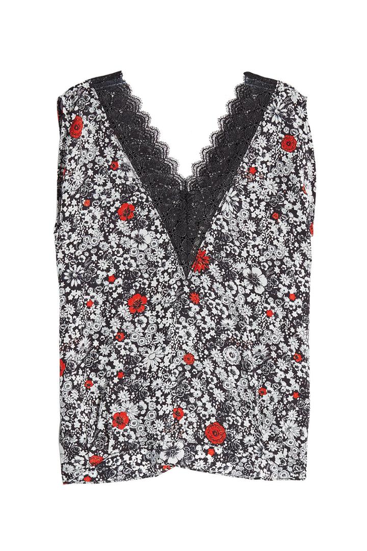 Zadig & Voltaire Zadig & Voltaire Printed Silk Tank With Lace Trim