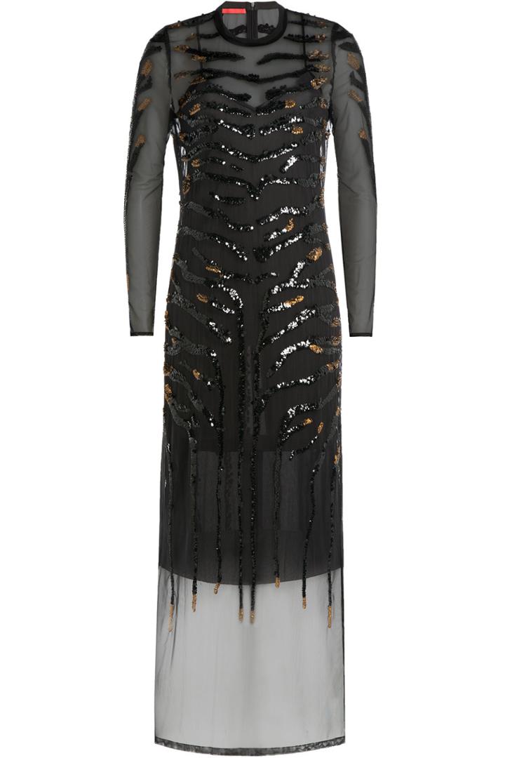 Tamara Mellon Tamara Mellon Embellished Dress With Sheer Overlay - Black