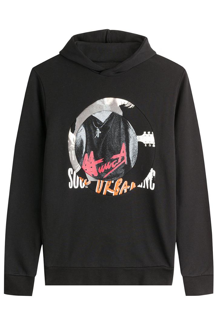 Maison Margiela Maison Margiela Printed Cotton Hoodie - Black