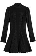 Alexander Mcqueen Cotton-wool Mini Dress With Lace