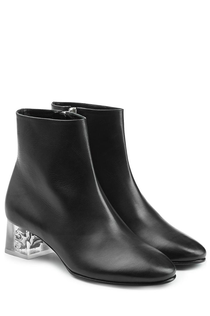 Alexander Mcqueen Alexander Mcqueen Leather Ankle Boots With Skull In Heel - Black
