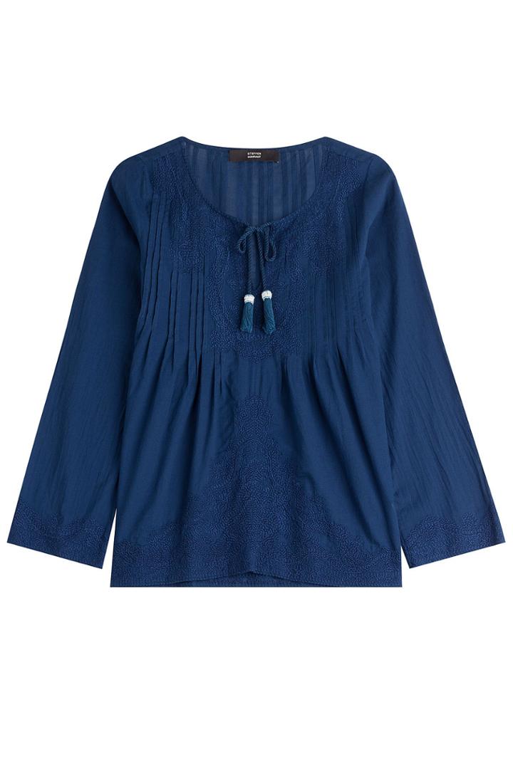 Steffen Schraut Steffen Schraut Cotton Baja Embroidered Blouse - Blue