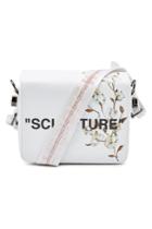Off-white Off-white Cotton Flower Flap Leather Shoulder Bag