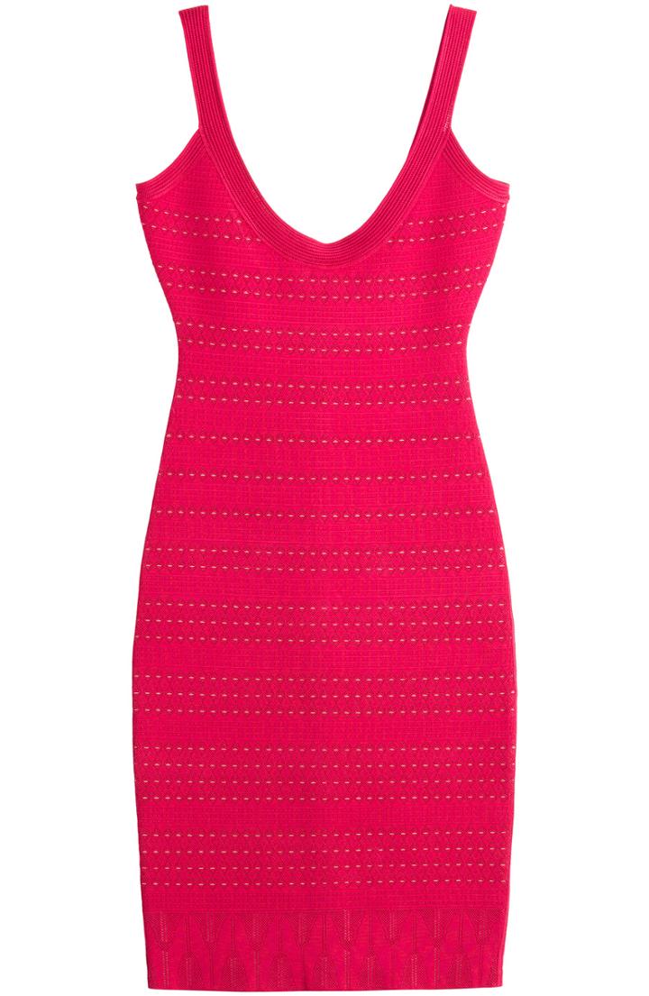 Herv L Ger Bandage Dress With Stitched Detail
