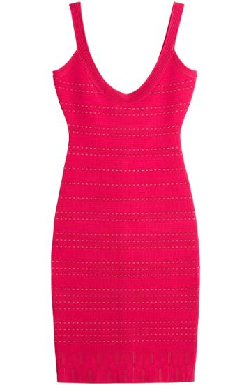 Herv L Ger Bandage Dress With Stitched Detail