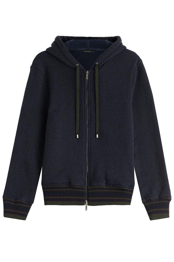 Etro Etro Wool-cotton Zipped Hoodie - Blue