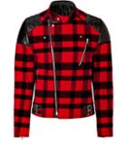 Mcq Alexander Mcqueen Wool Blend Checked Biker Jacket