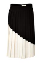 Fausto Puglisi Fausto Puglisi Colorblock Pleated Wool Skirt - Black