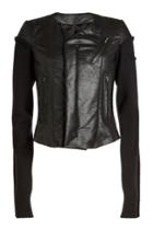 Rick Owens Rick Owens Leather Biker Jacket With Jersey Sleeves