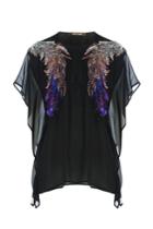 Roberto Cavalli Roberto Cavalli Embellished Silk Chiffon Blouse - Black