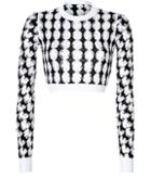 Just Cavalli Cotton Intarsia Knit Cropped Pullover