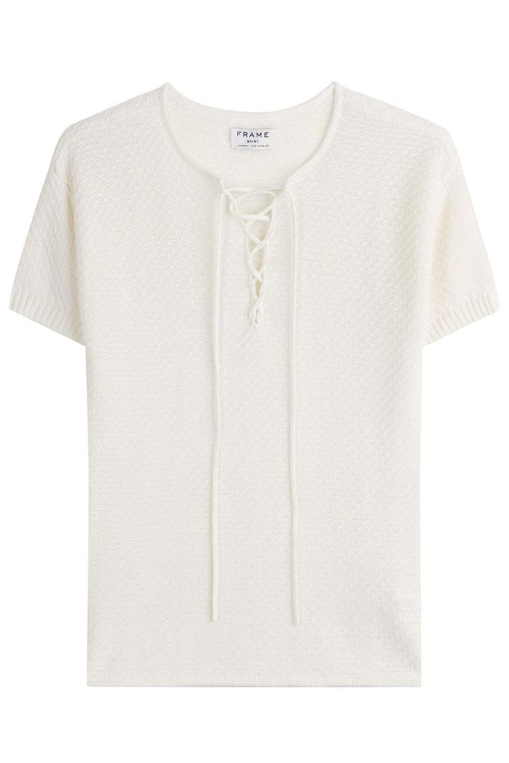 Frame Denim Frame Denim Lace Up Cotton-blend Top