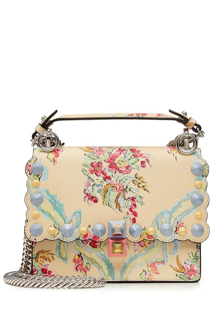 Fendi Fendi Mini Kan I Printed And Studded Leather Shoulder Bag