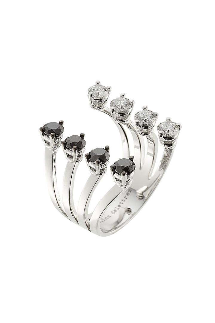 Delfina Delettrez Delfina Delettrez 18kt White Gold Ring With White And Black Diamonds