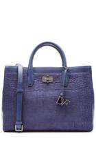Diane Von Furstenberg Diane Von Furstenberg Embossed Gallery Viviana Leather Tote - Blue