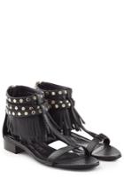 Burberry Shoes & Accessories Burberry Shoes & Accessories Abercorn Leather Sandals With Fringe - Black