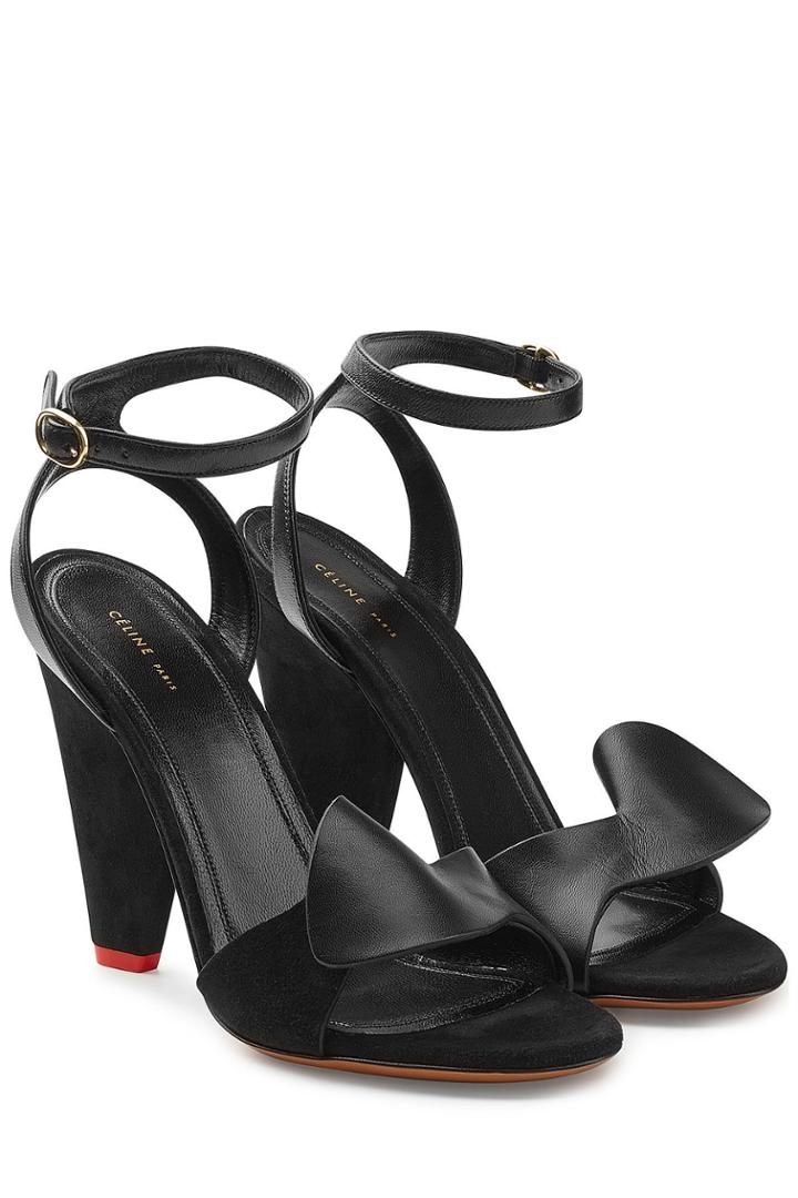 Céline Céline Leather And Velvet Sandals