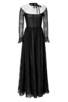 Valentino Valentino Silk Lace Gown With Collar - Black