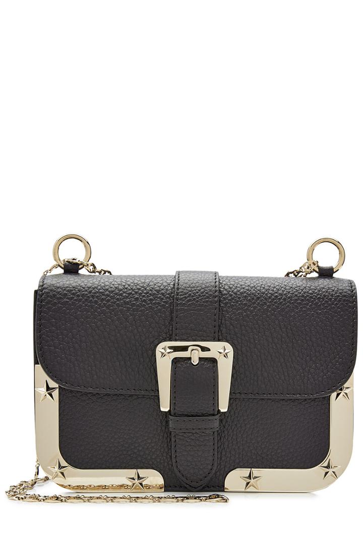 Red Valentino Red Valentino Leather Shoulder Bag With Gold-tone Frame - Black