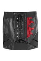 Anthony Vaccarello Anthony Vaccarello Lace Front Leather Skirt
