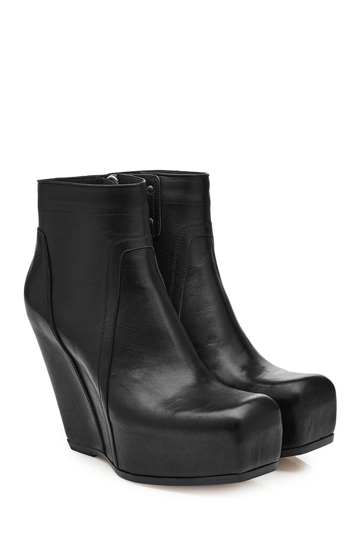 Rick Owens Rick Owens Leather Platform Wedge Boots